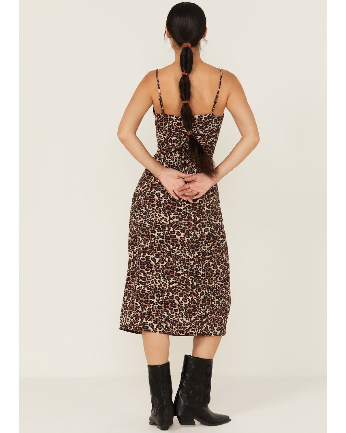 Originality Women's Leopard Print Midi Dress