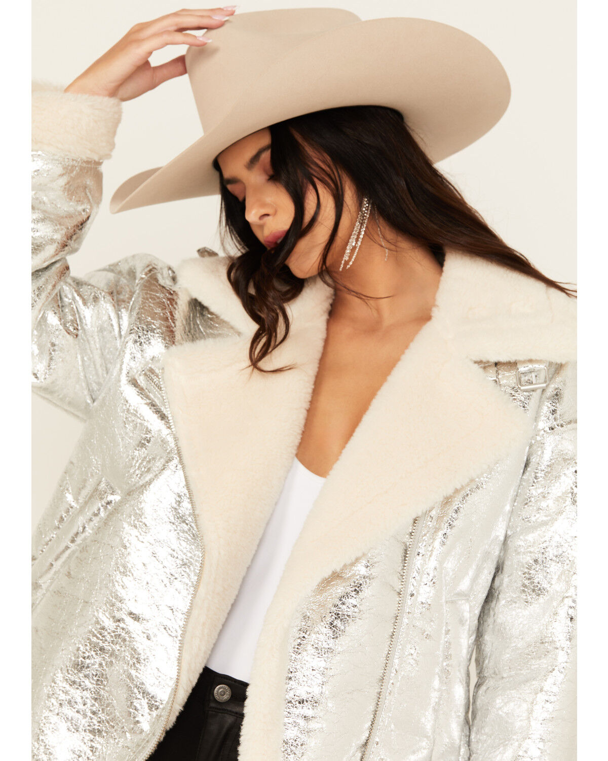 BLANKNYC Women's Metallic Moto Jacket