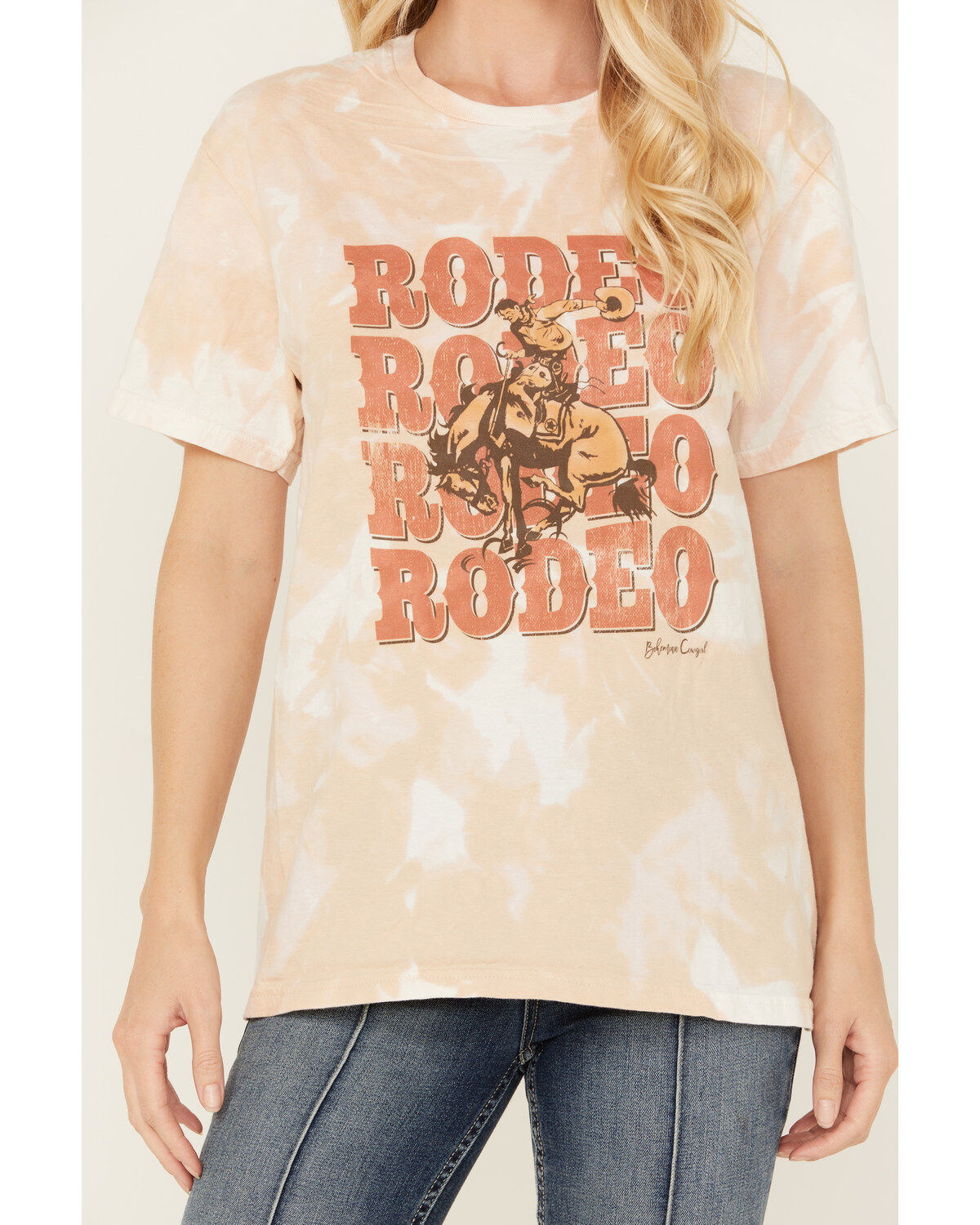 Bohemian Cowgirl Women's Rodeo Rodeo Rodeo Bleached Short Sleeve Graphic Tee