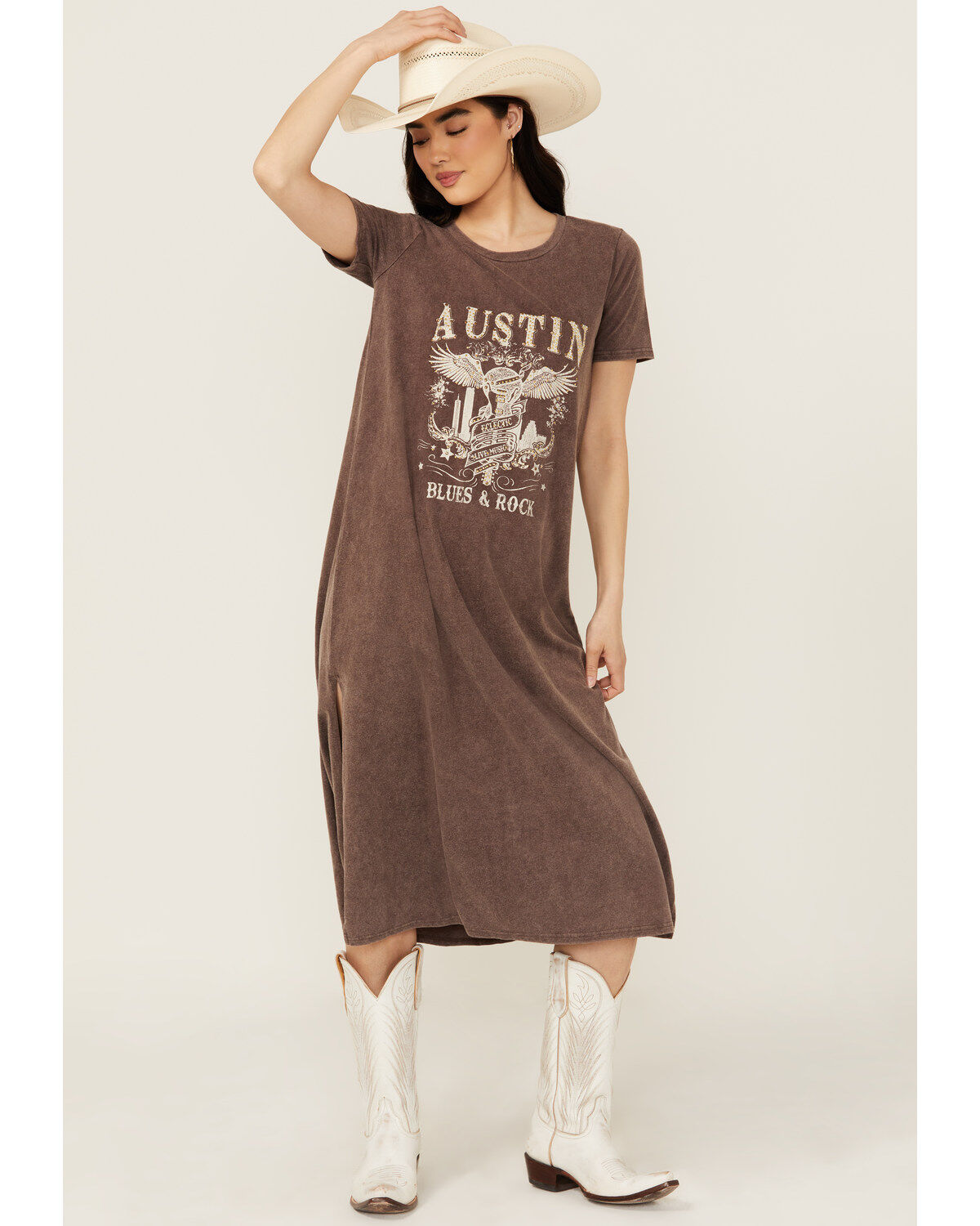 Blended Women's Austin Short Sleeve Graphic Midi T-Shirt Dress