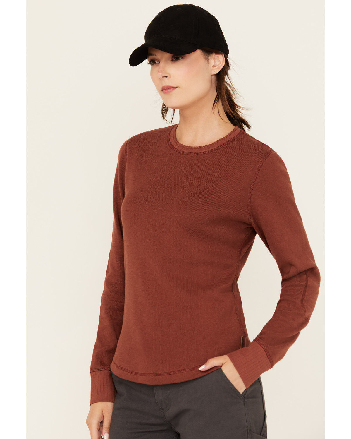 Lucky Brand Workwear Women's Ribbed Trim Long Sleeve Shirt
