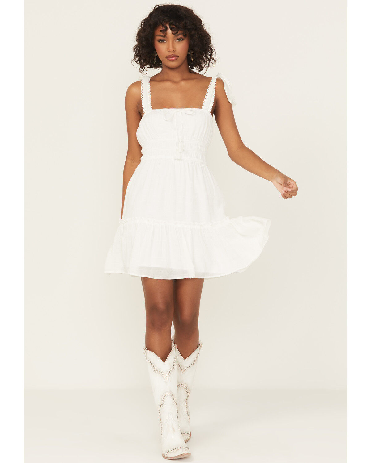 Ash & Violet Women's Solid Bow Sleeveless Mini Dress