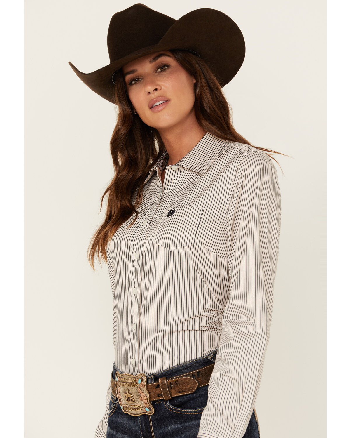 Cinch Women's Striped Long Sleeve Button Down Western Shirt