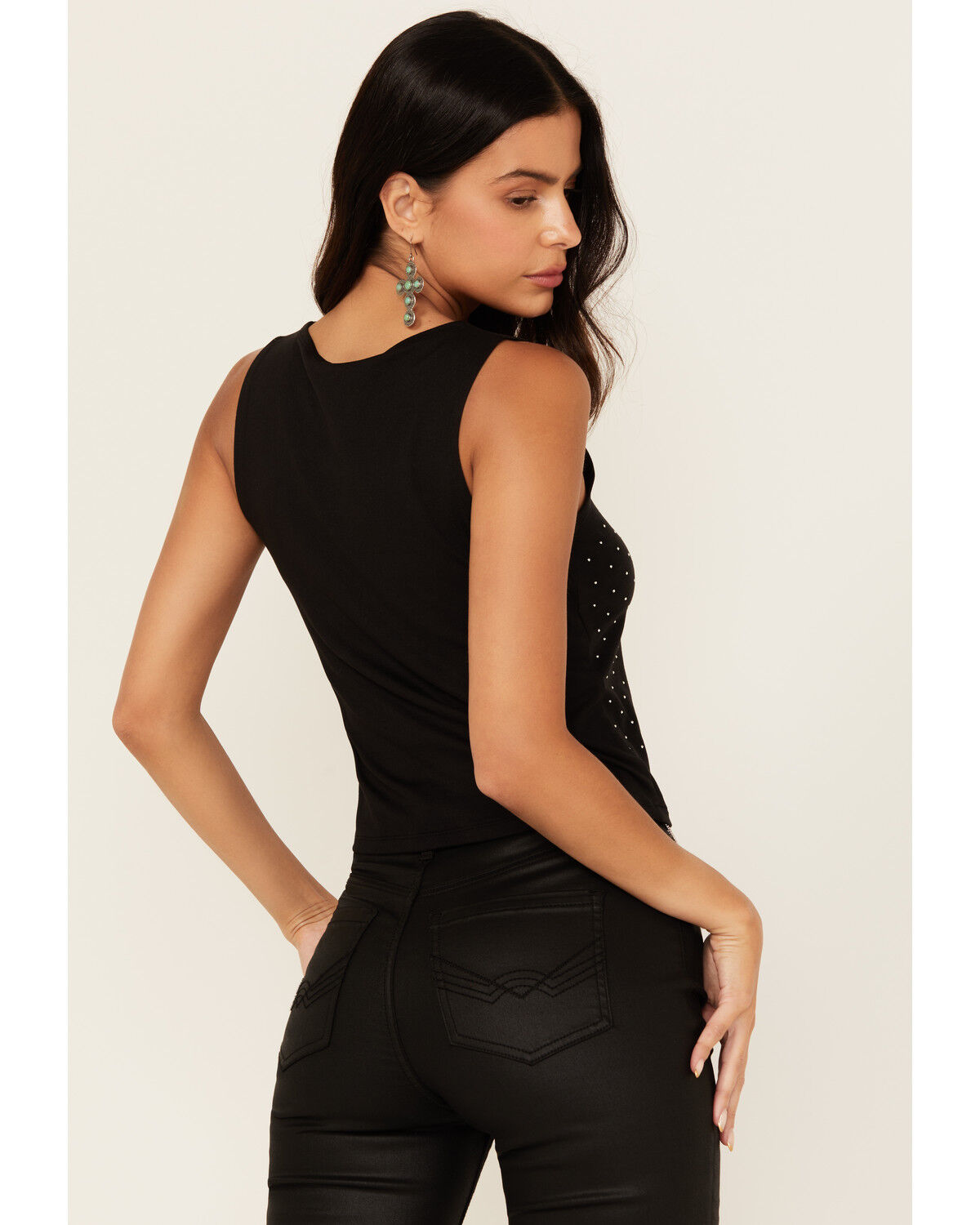 Rock & Roll Denim Women's Rhinestone Tassel Tank Top