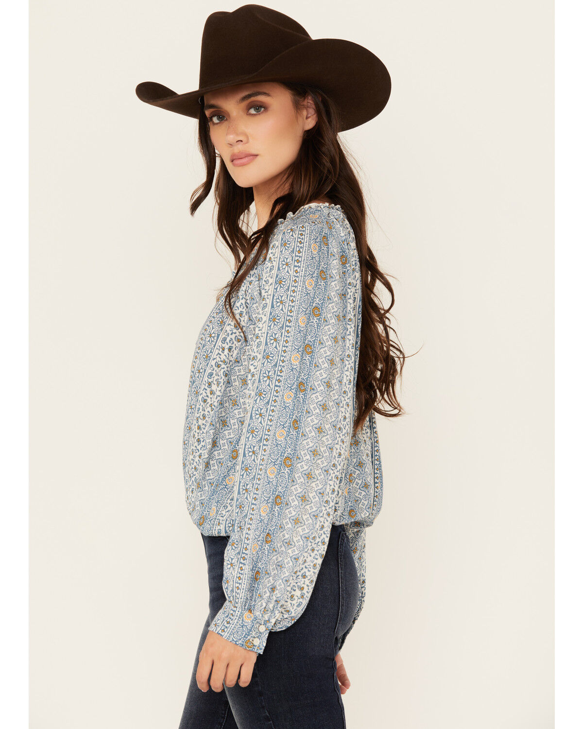 Wild Moss Women's Striped Button-Down Long Sleeve Top