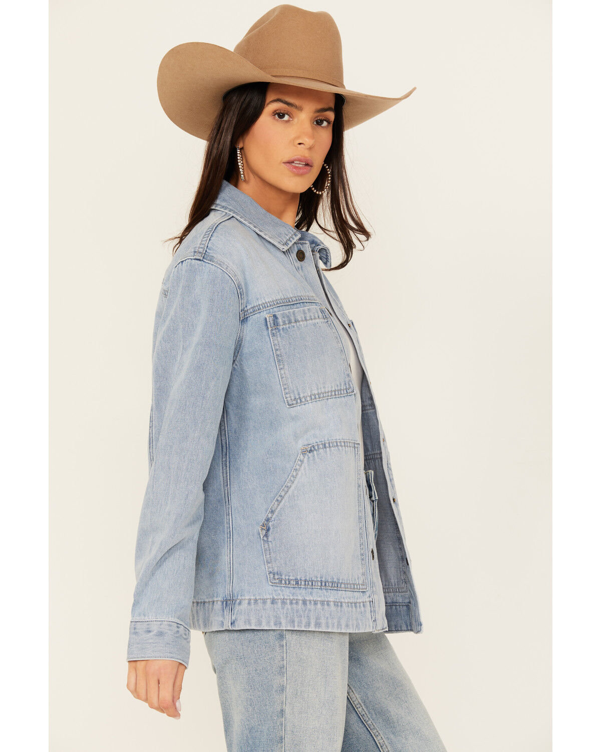 Cleo + Wolf Women's Lindon Light Wash Denim Shacket