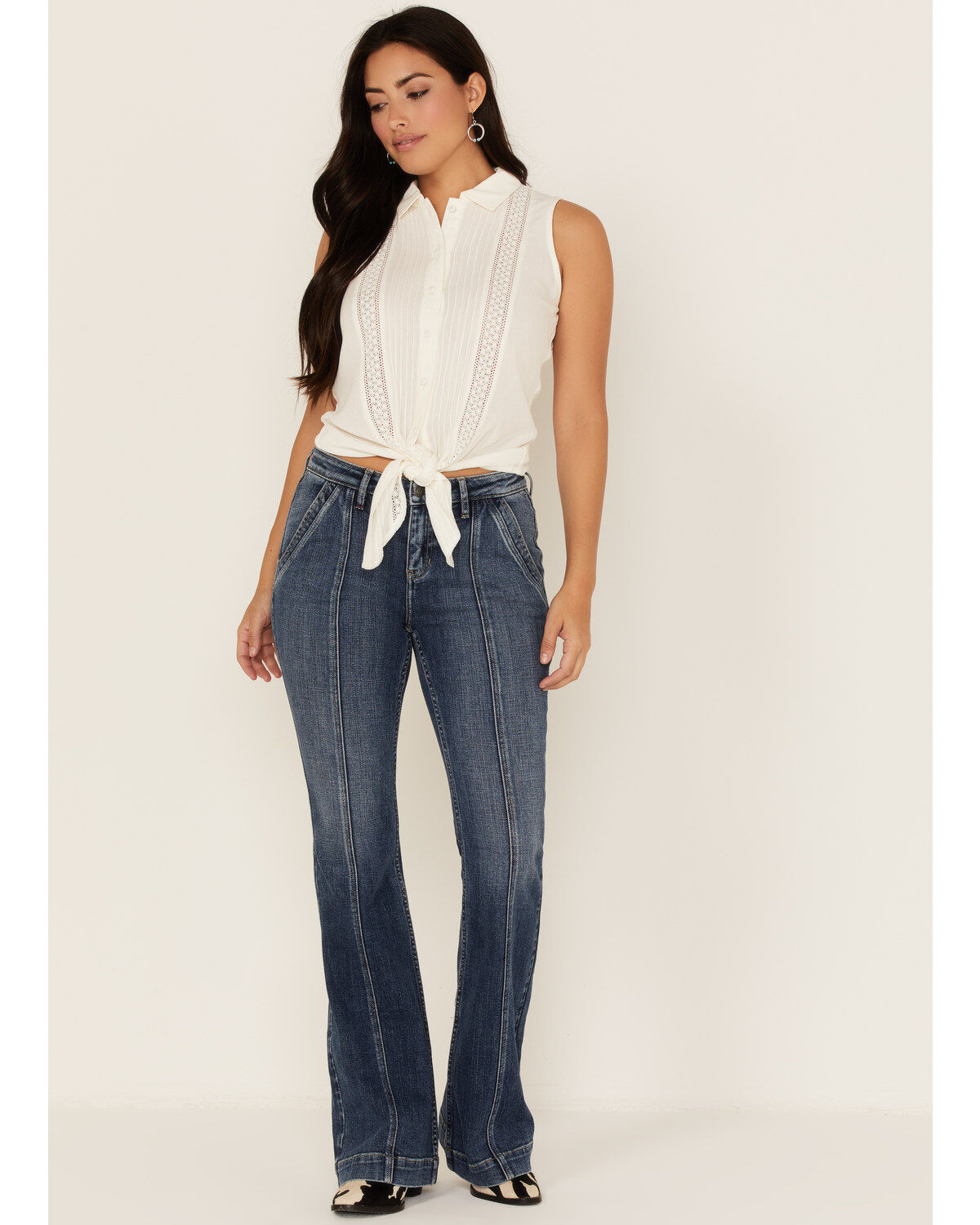 Idyllwind Women's Barewood Lace Button Front Top