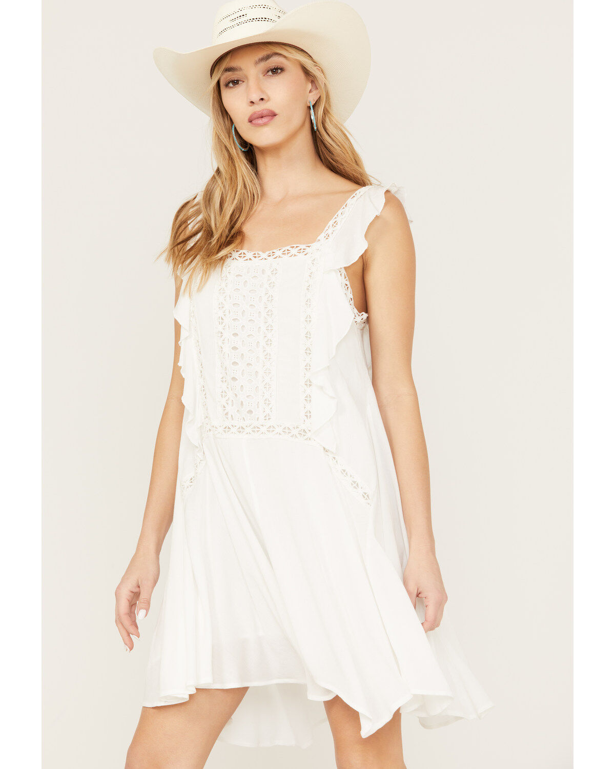 Wild Moss Women's Crochet Trim Mini Dress