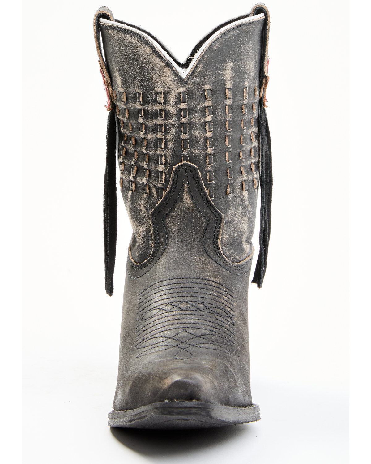 Laredo Women's Black Distressed Fringe Western Boots - Snip Toe