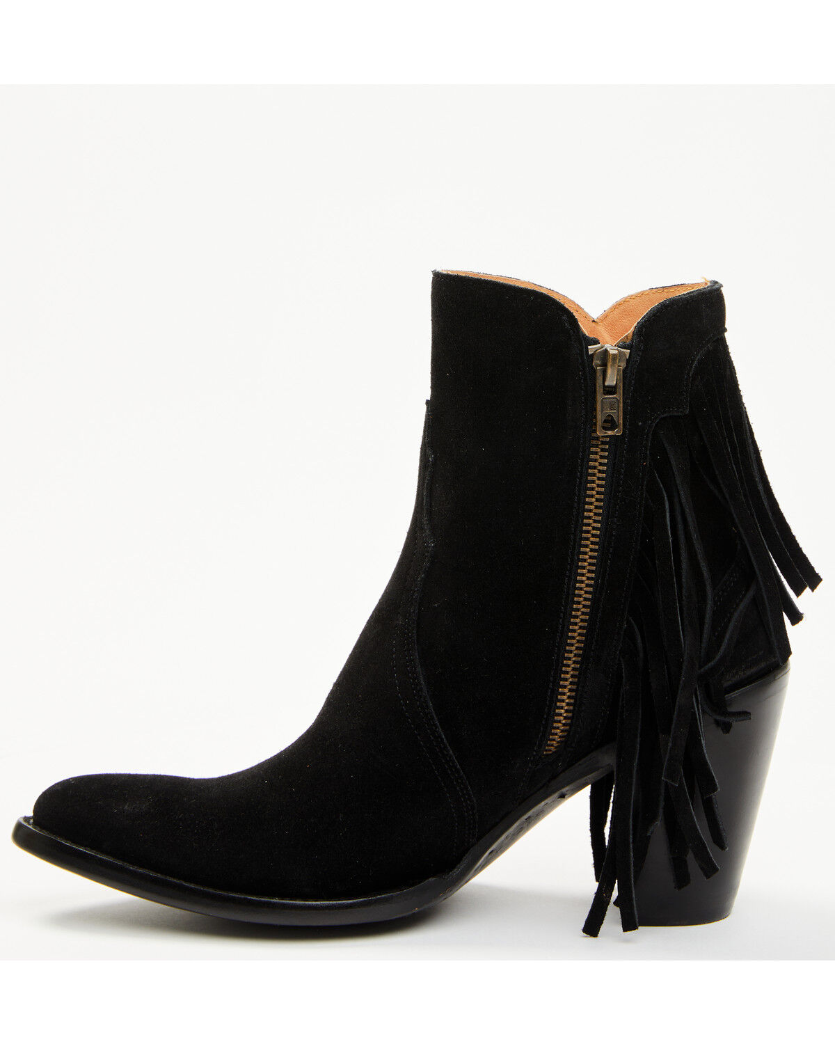 Lucchese Women's Maypop Fringe Side Zip-Up Booties - Round Toe