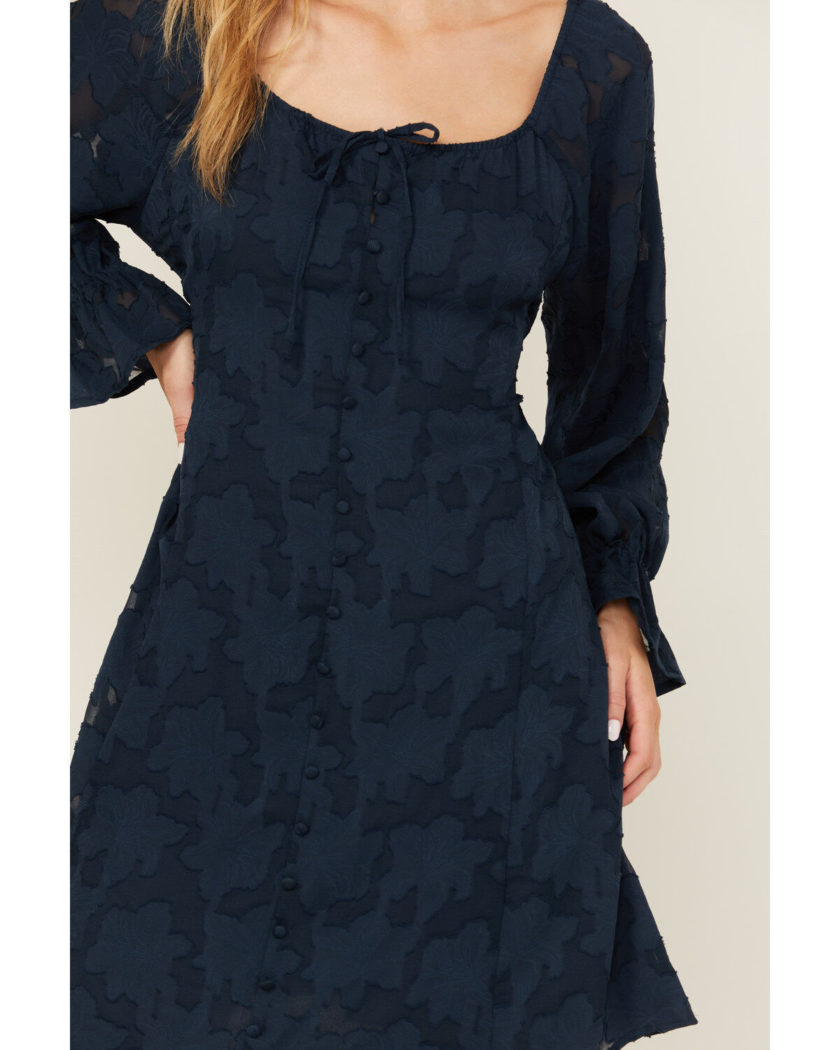 Shyanne Women's Floral Print Long Sleeve Button-Down Mini Dress