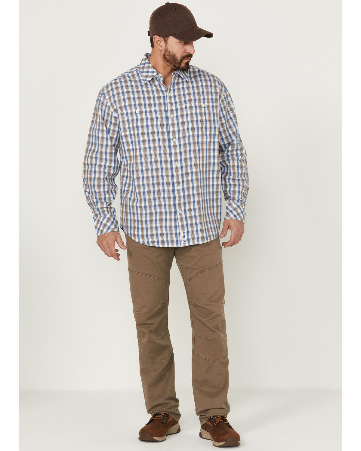 Resistol Men's Starke Small Plaid Long Sleeve Button Down Western Shirt