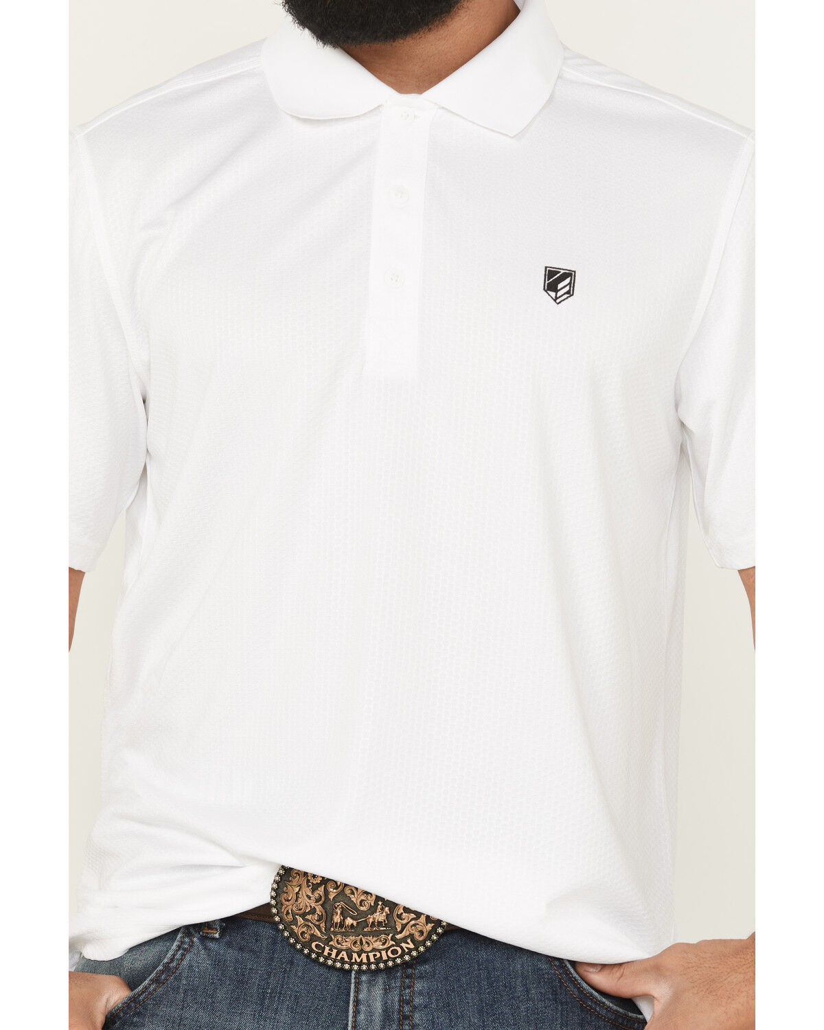 RANK 45® Men's Pickup Dobby Geo Print Short Sleeve Button-Down Polo