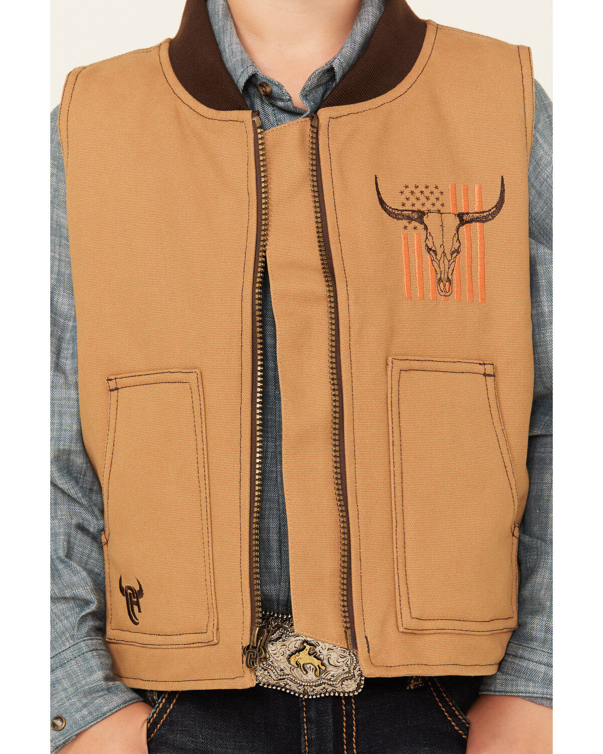 Cowboy Hardware Boys' Flag Skull Canvas Vest