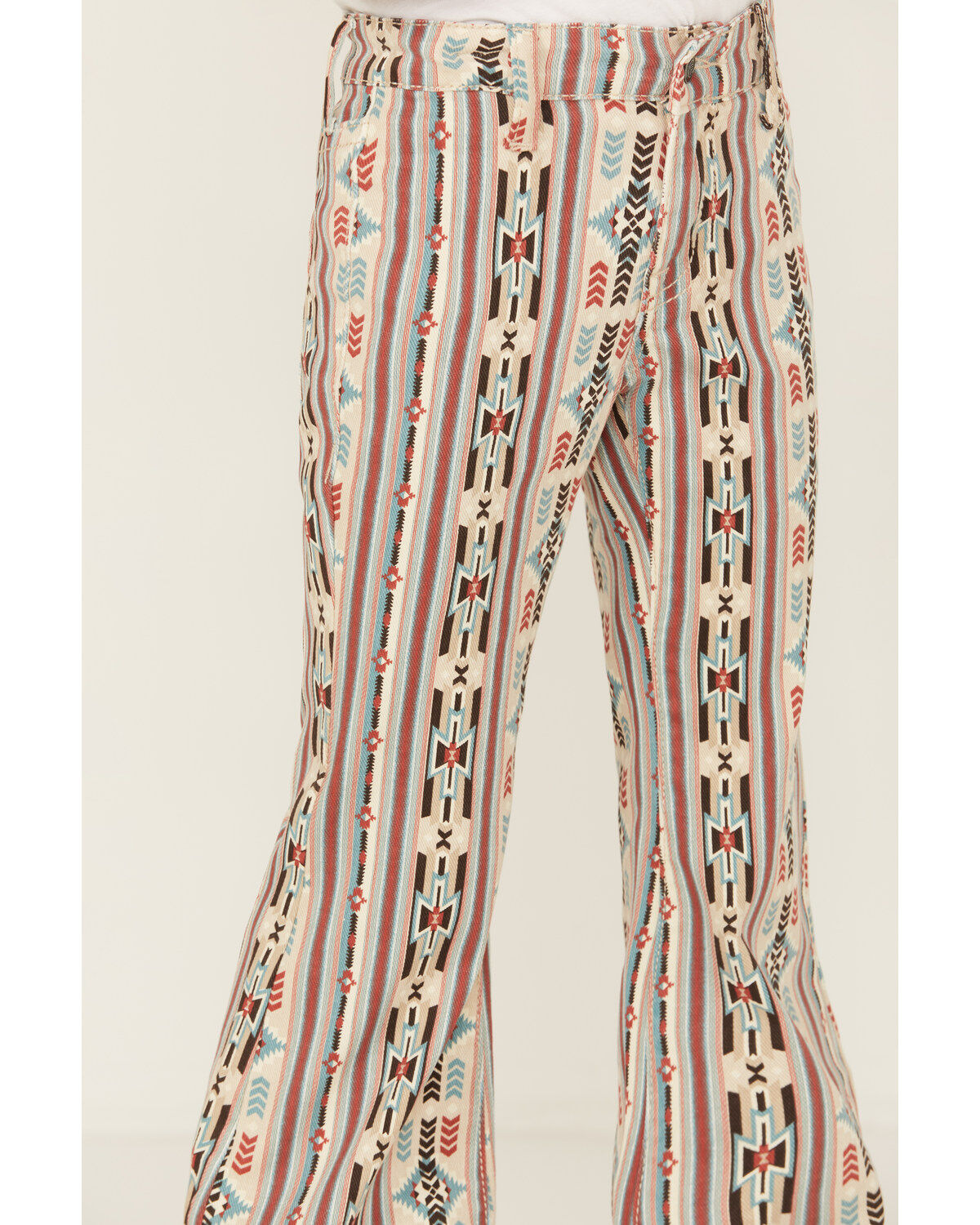 Panhandle Girls' Southwestern Striped Button Flare Stretch Denim Jeans