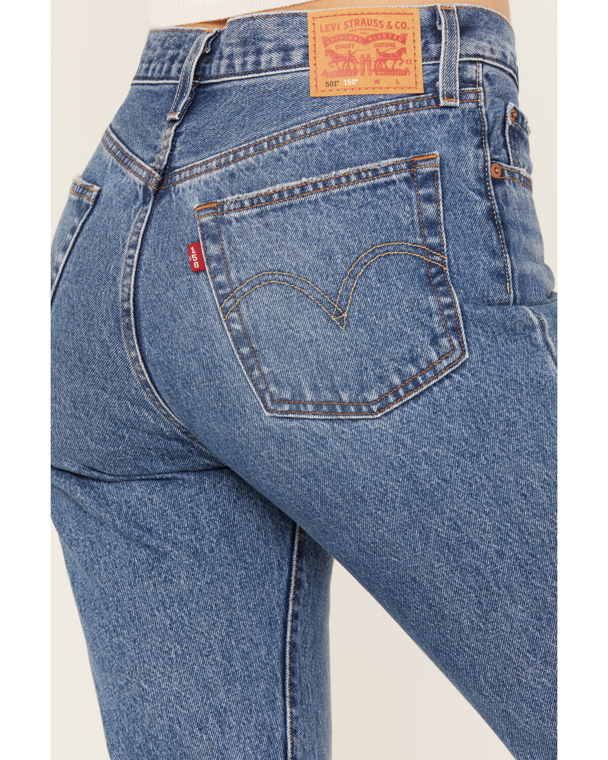 Levi's Women's Medium Wash 501 Pieced Destructed Jeans