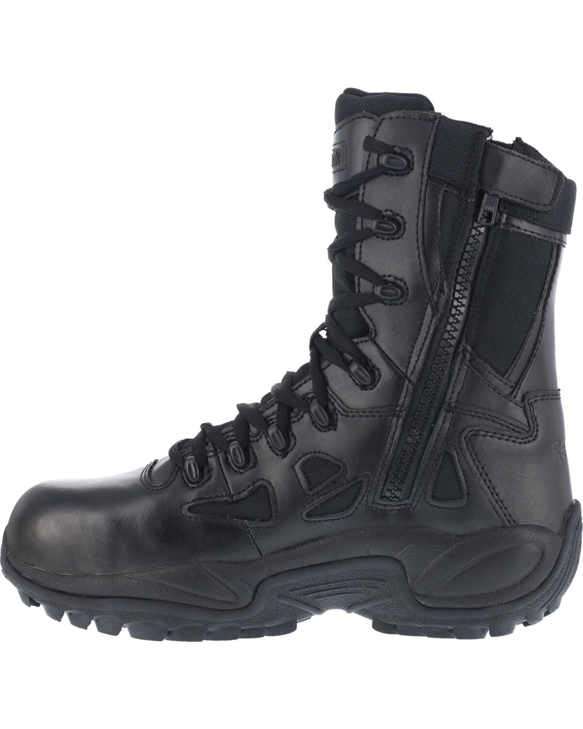 Reebok Men's 8" Lace-Up Black Side-Zip Work Boots - Composite Toe