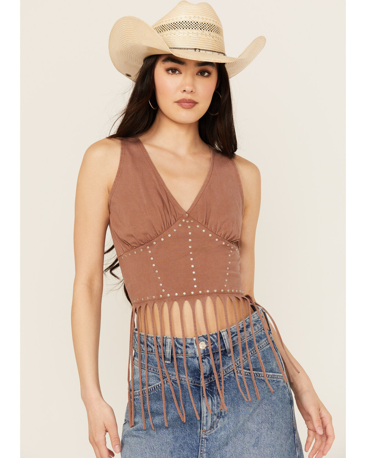 Rock & Roll Denim Women's Studded Fringe Tank