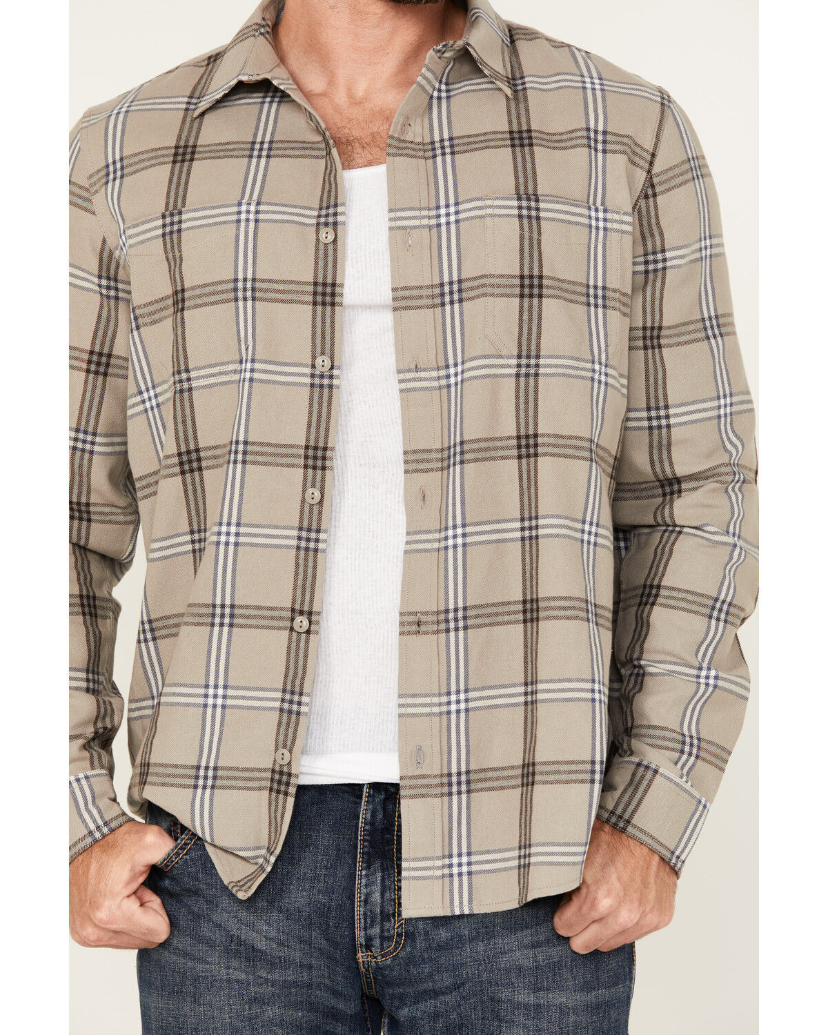 Brothers and Sons Men's Johnson Plaid Print Long Sleeve Button-Down Western Shirt