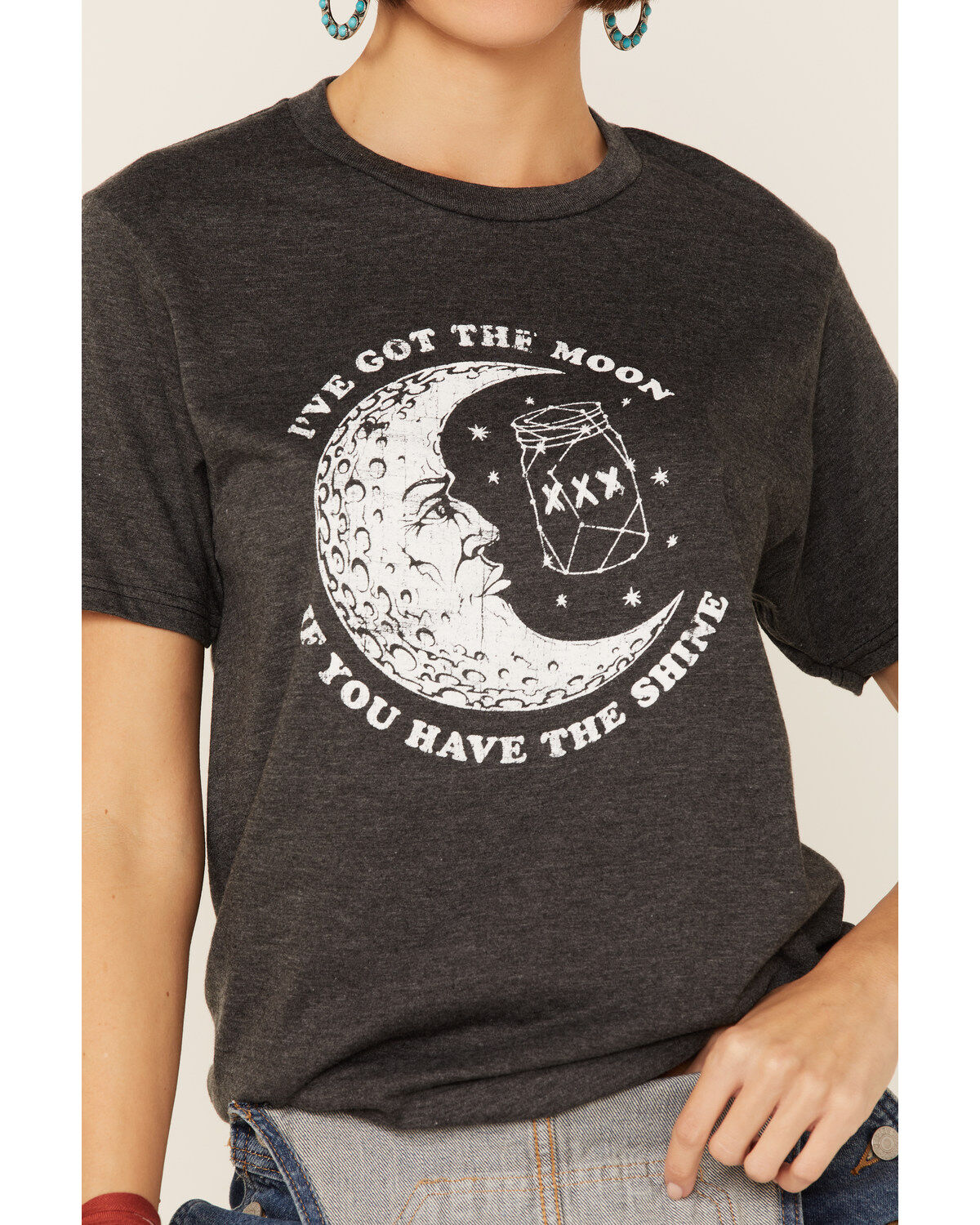 American Highway Women's Short Sleeve Charcoal Gray We Got the Moon if You Have the Shine T-Shirt