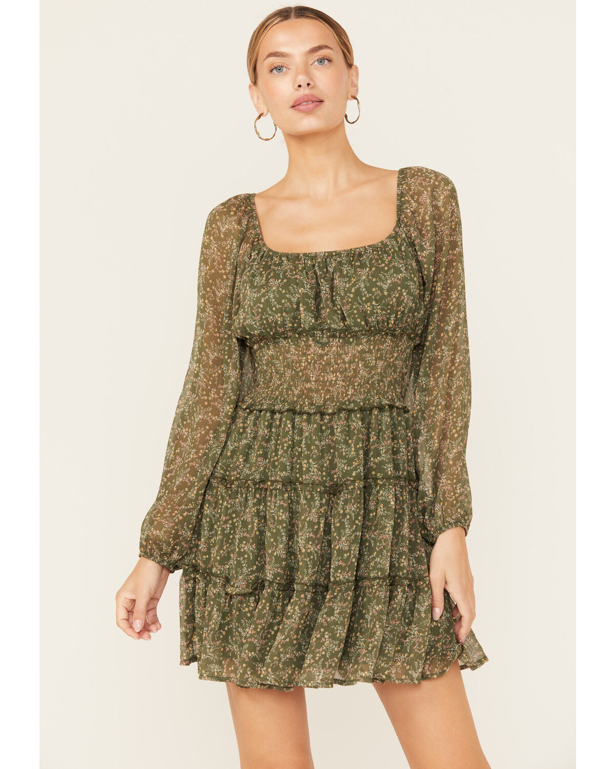 Ash & Violet Women's Floral Print Long Sleeve Mini Dress