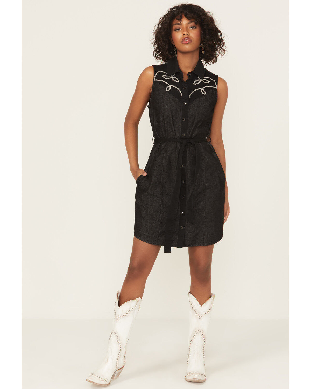 Panhandle Women's Embroidered Sleeveless Mini Dress