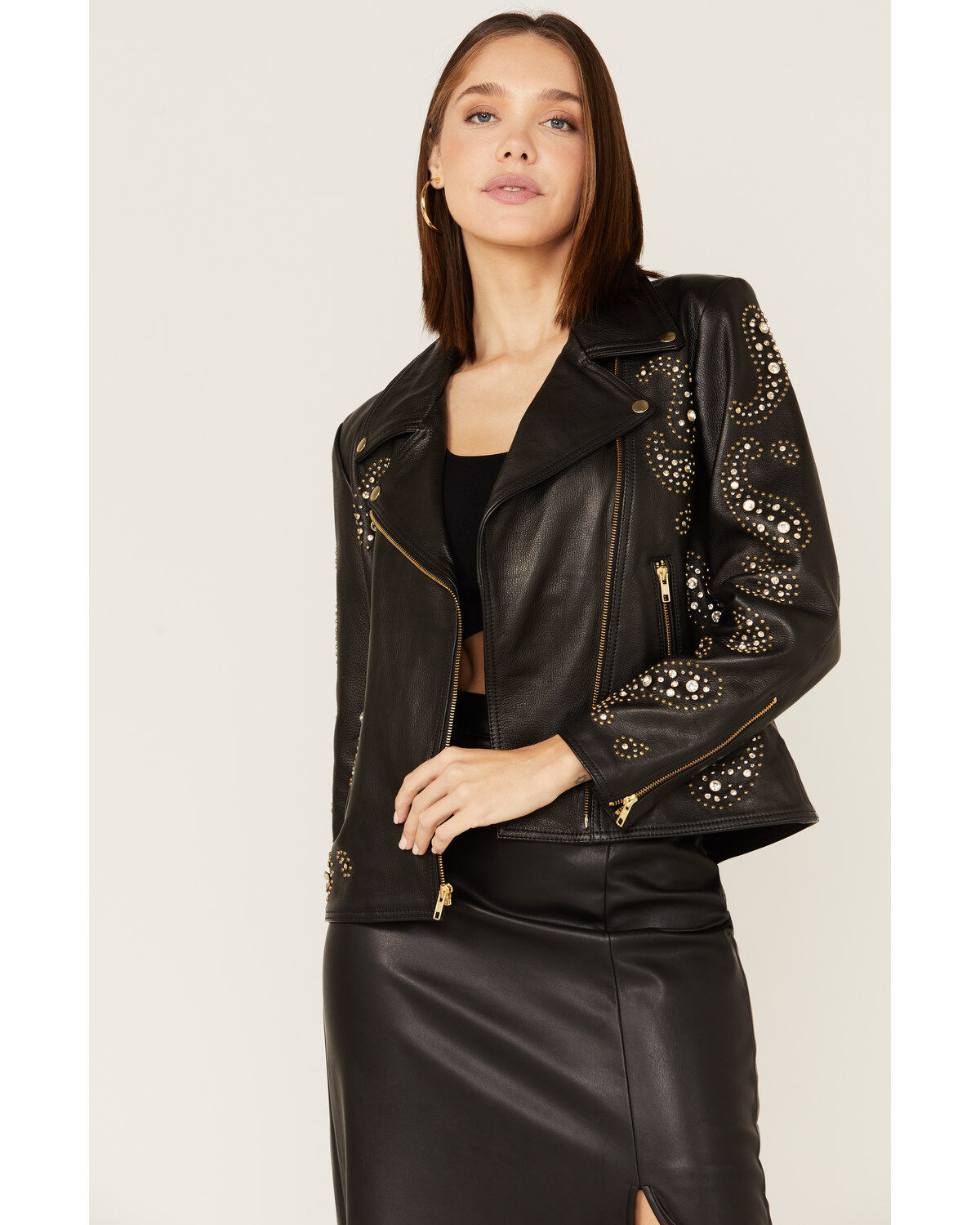 Boot Barn X Understated Leather Rhinestone Leather Moto Jacket