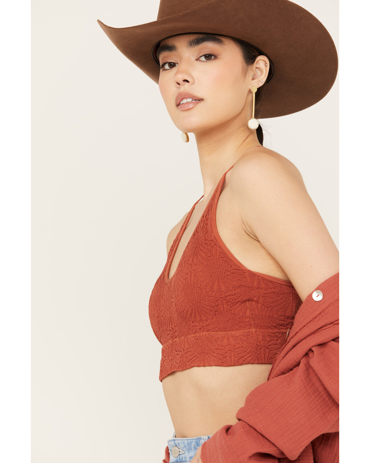 Fornia Women's Floral Jacquard Print Sleeveless Brami