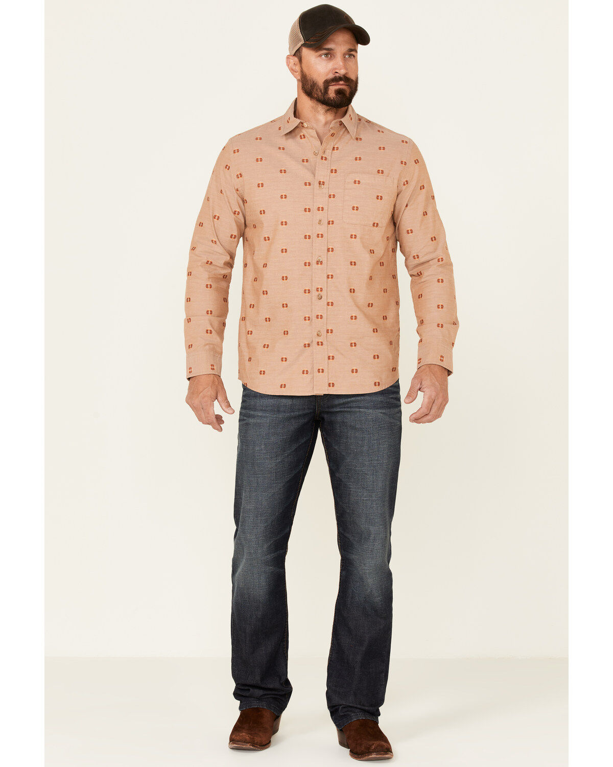 Pendleton Men's All-Over Dobby Chambray Long Sleeve Button Down Western Shirt