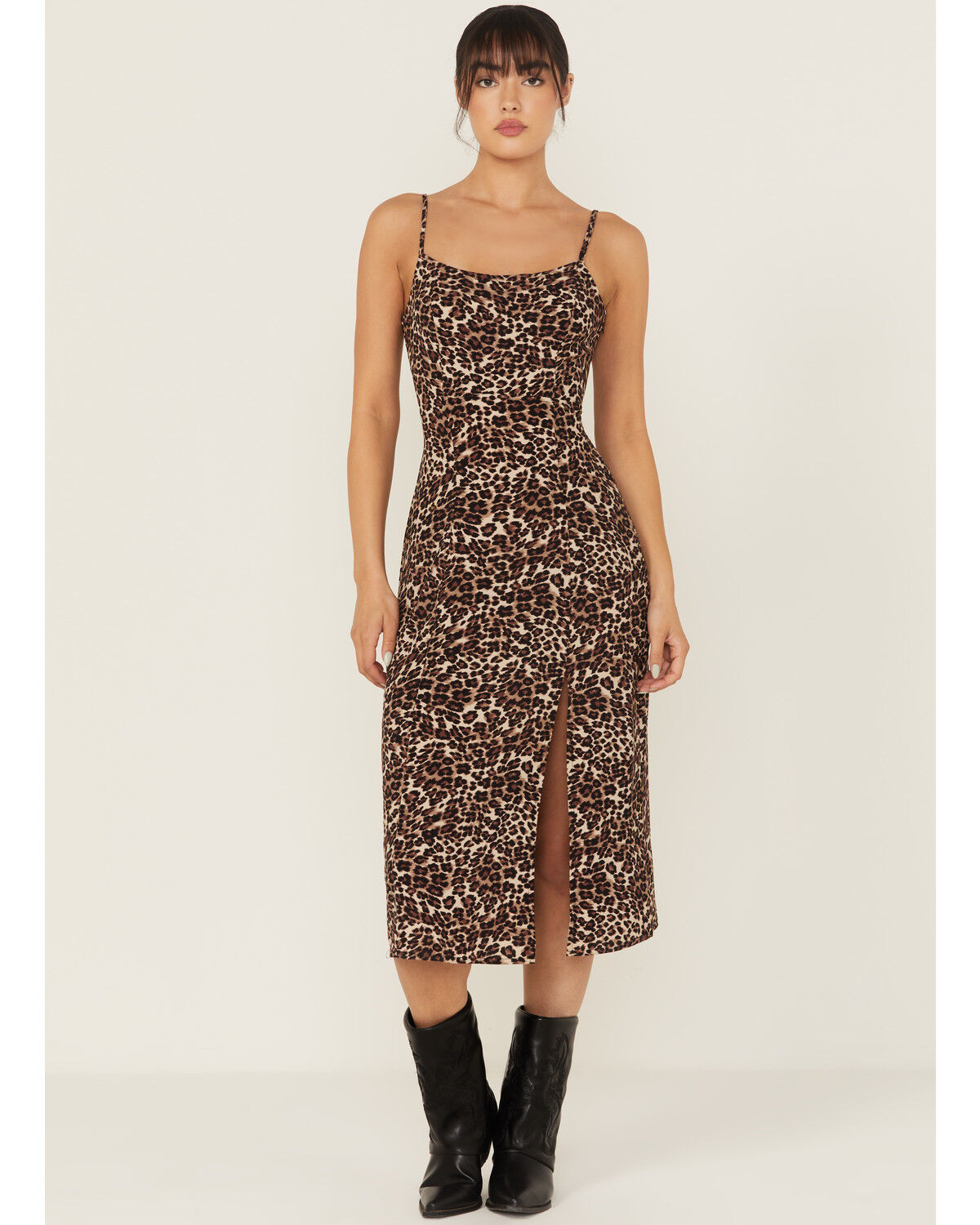 Originality Women's Leopard Print Midi Dress