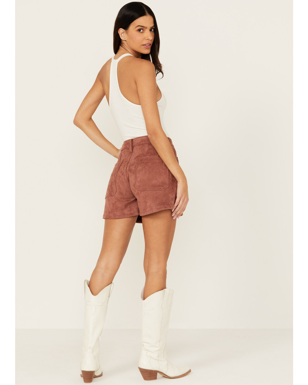 Rock & Roll Denim Women's High Rise Star Microsuede Shorts