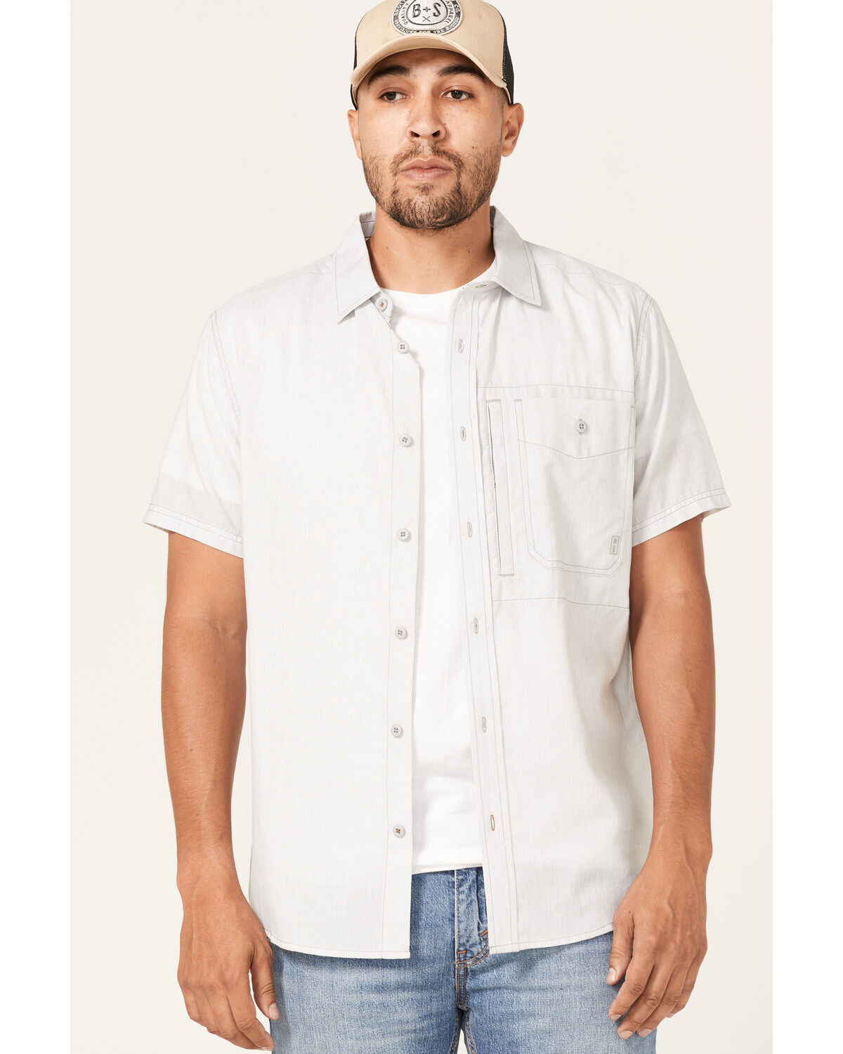 Brothers and Sons Men's Solid Performance Short Sleeve Button Down Western Shirt