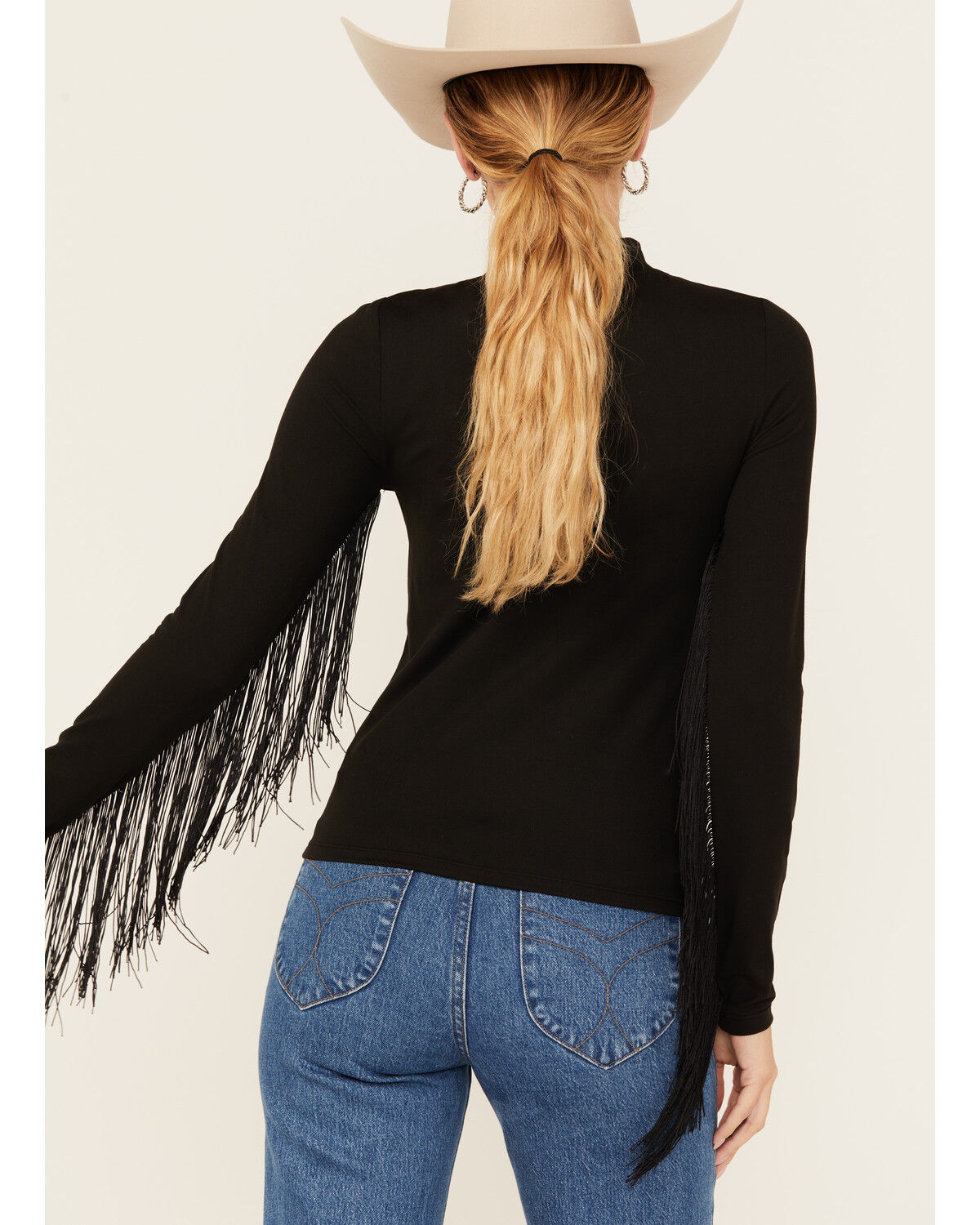 Rock & Roll Denim Women's Solid Fringe Long Sleeve Shirt
