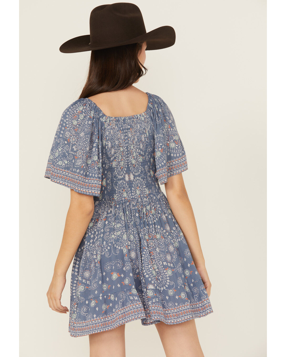 Angie Women's Border Print Knot Front Mini Dress