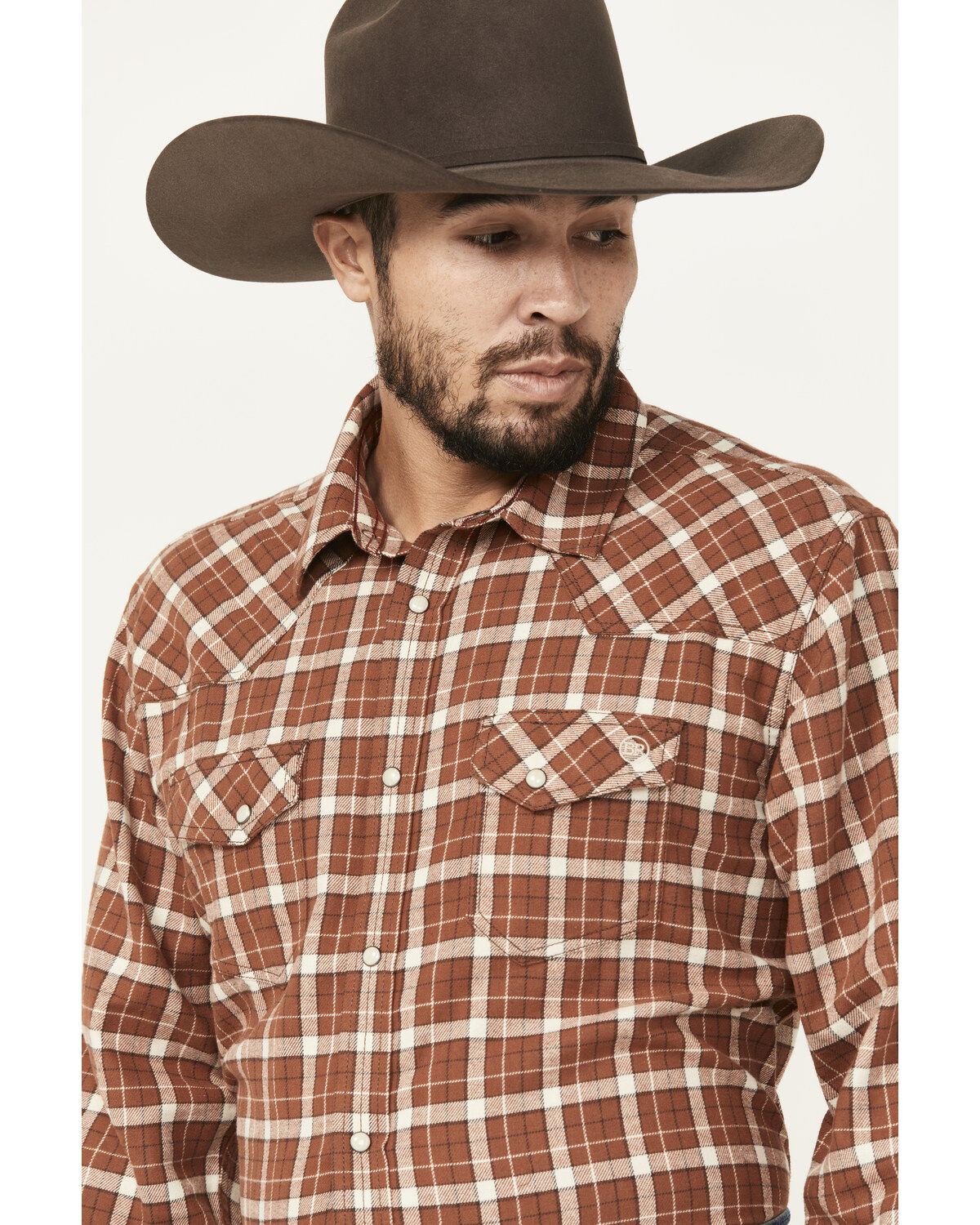 Blue Ranchwear Men's Cumberland Plaid Print Long Sleeve Snap Work Shirt