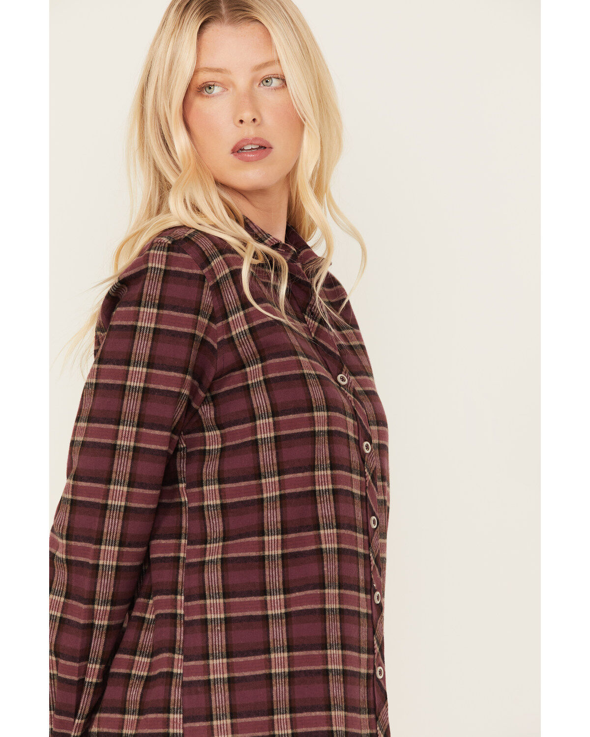 North River Women's Plaid Print Long Sleeve Button Down Flannel Shirt