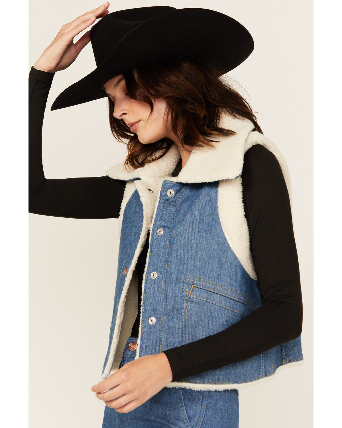 Wrangler Women's Sherpa Lined Denim Vest