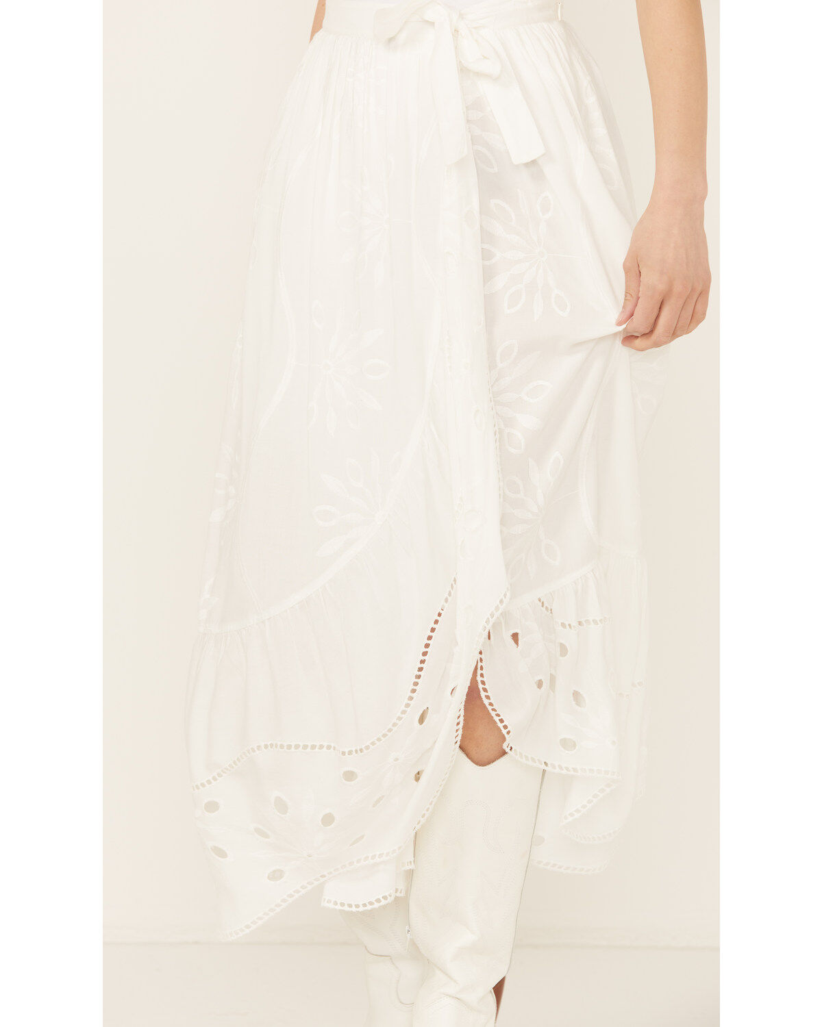 Beyond The Radar Women's Eyelet Midi Skirt