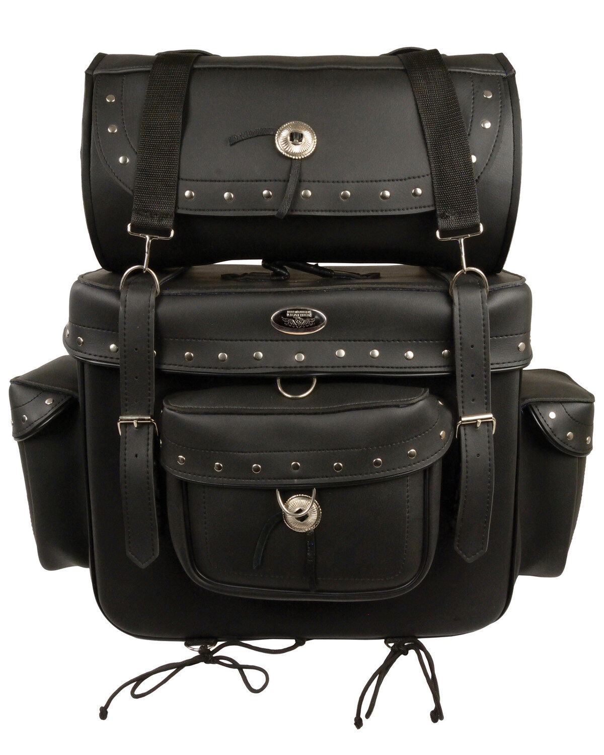 Milwaukee Leather Large PVC 2 Piece Touring Studded Sissy Bar Pack