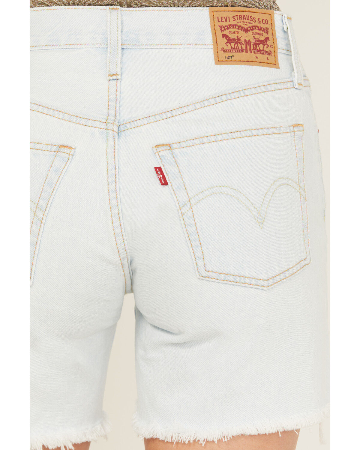 Levi's Women's 501® Fade Off Light Wash High Rise Mid Thigh Denim Shorts