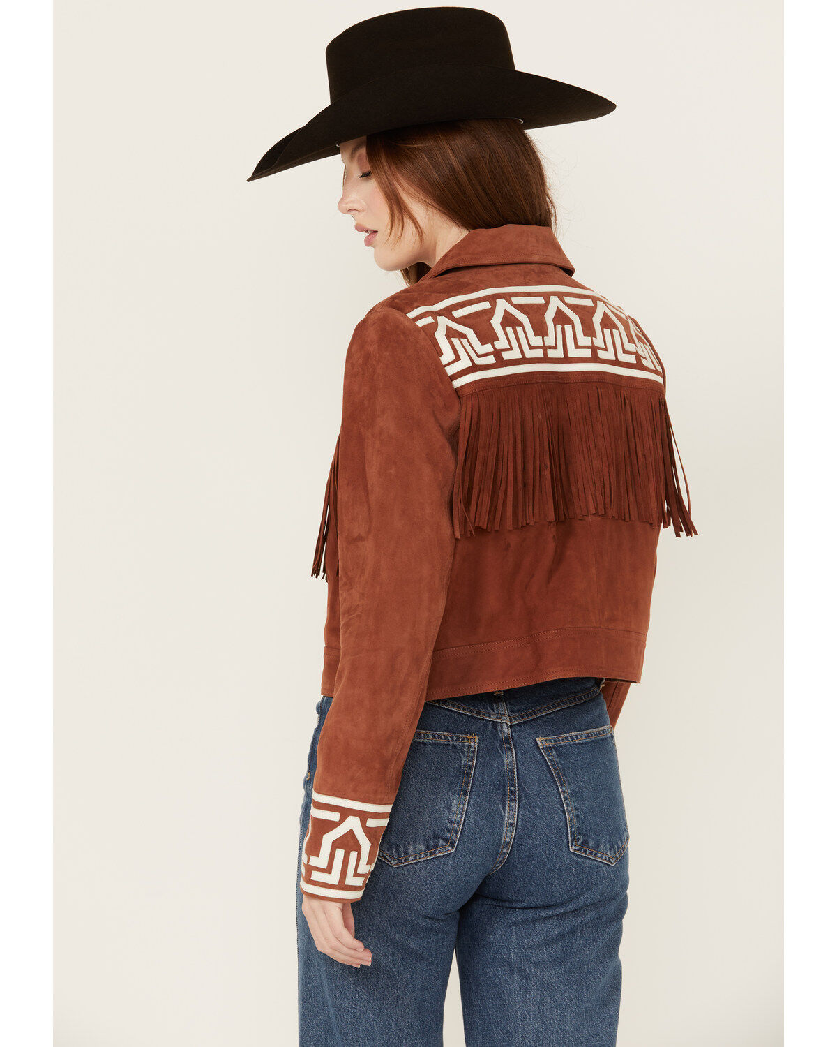 Shyanne Women's Embroidered Fringe Suede Jacket