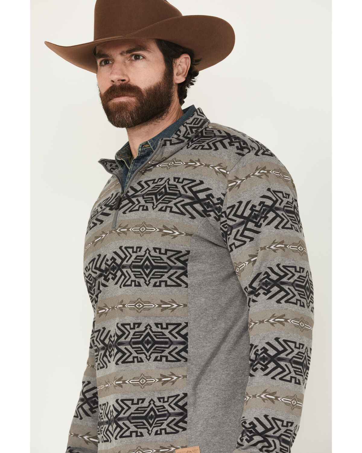 Powder River Outfitters by Panhandle Men's Pro Southwestern 1/4 Zip Henley Long Sleeve Shirt
