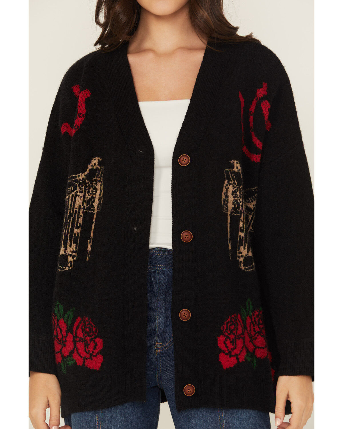 Rodeo Quincy Women's Horse Rose Cardigan