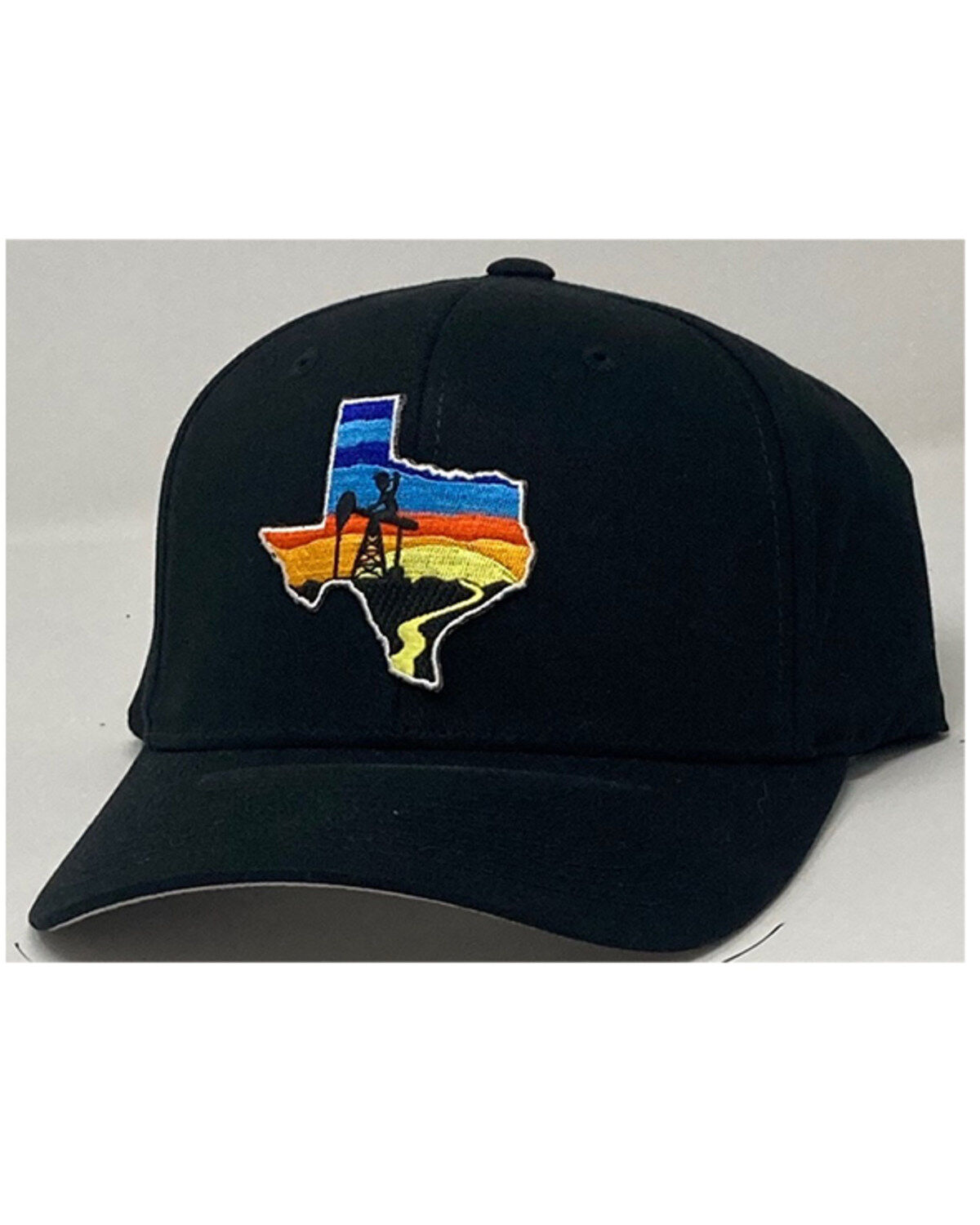 Oil Field Hats Men's Texas Oil Sunset Patch Solid-Back Ball Cap - Black