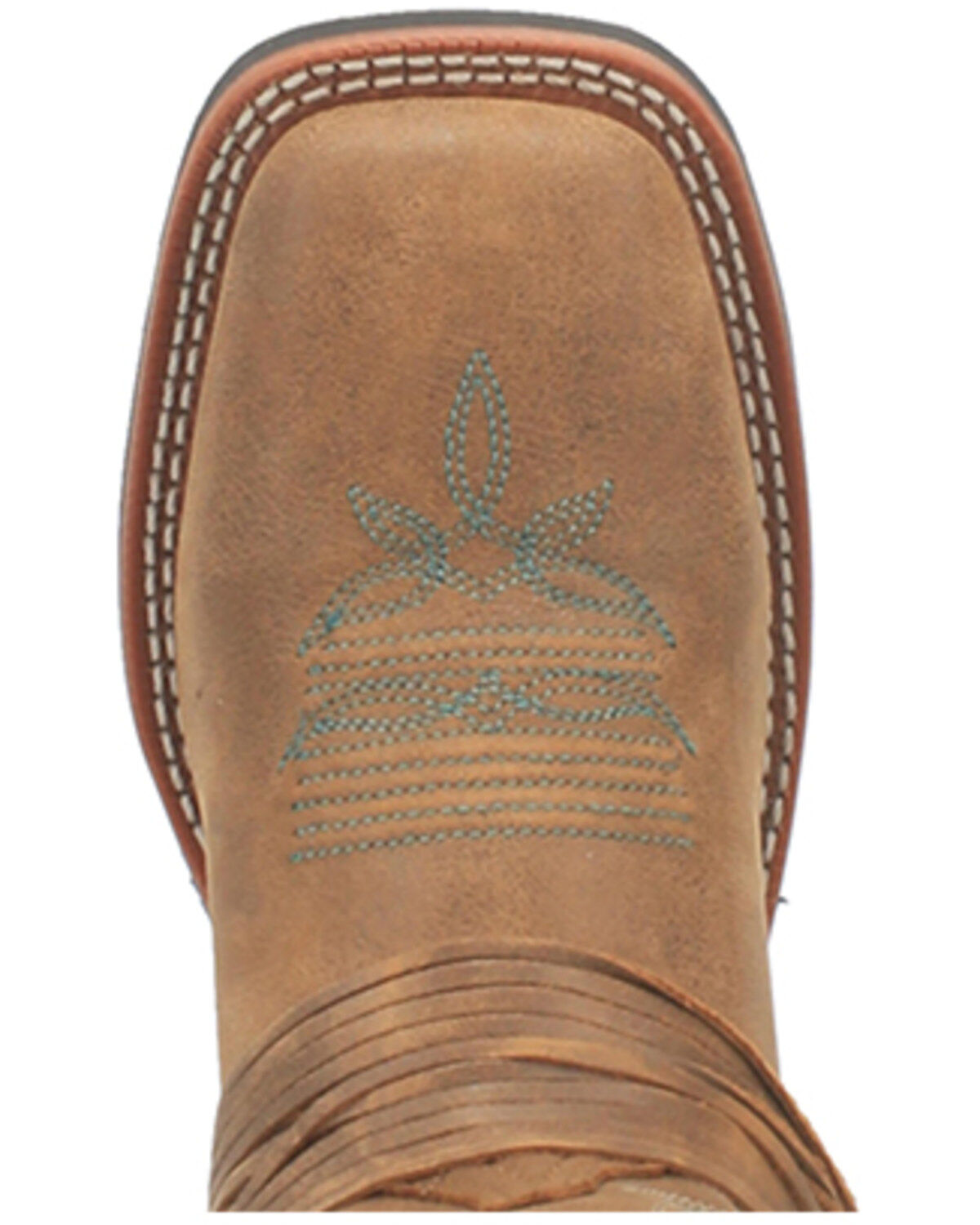 Laredo Women's Tan Turquoise Stitching Western Boots - Square Toe