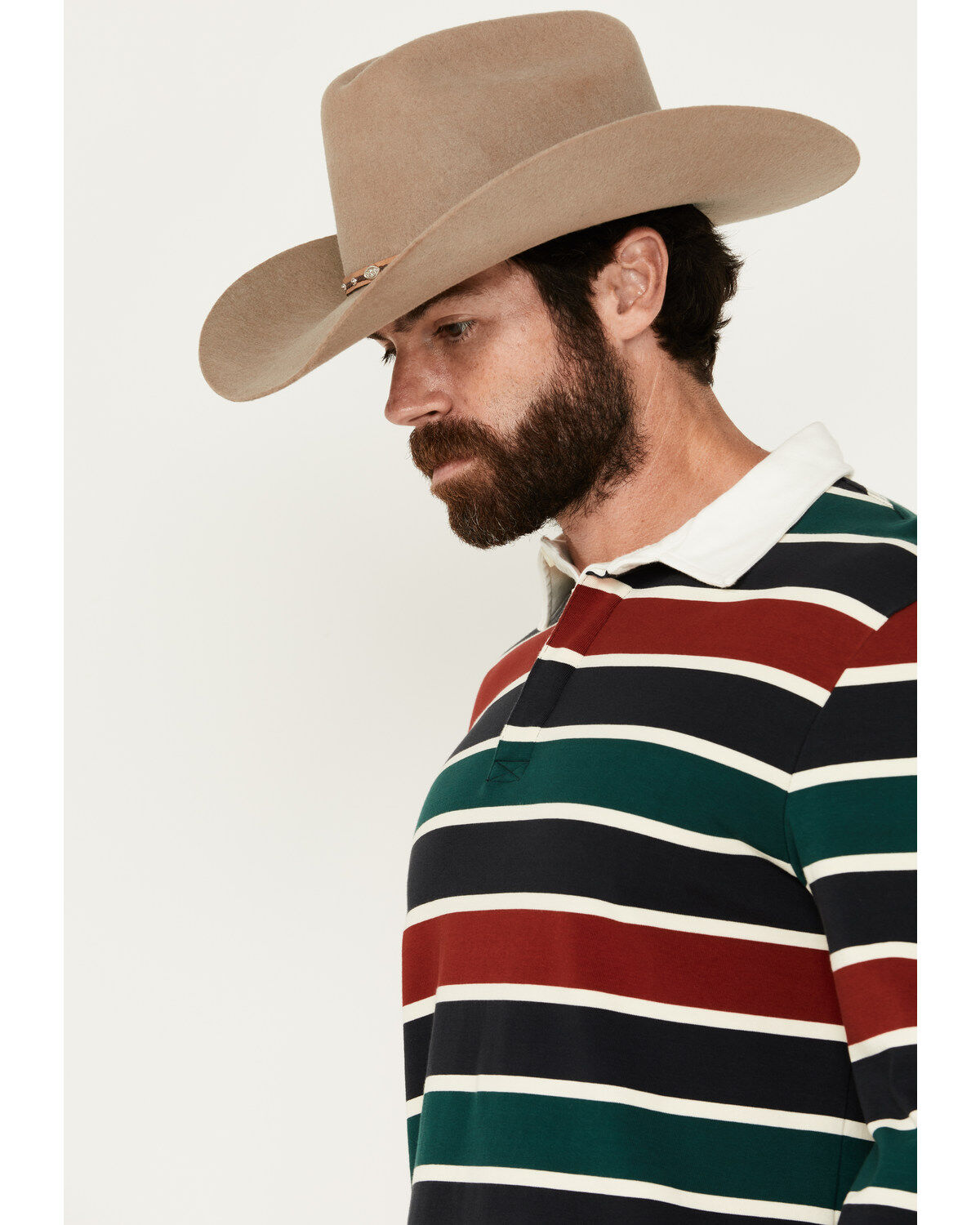 Pendleton Men's Decker Rugby Striped Long Sleeve Polo Shirt