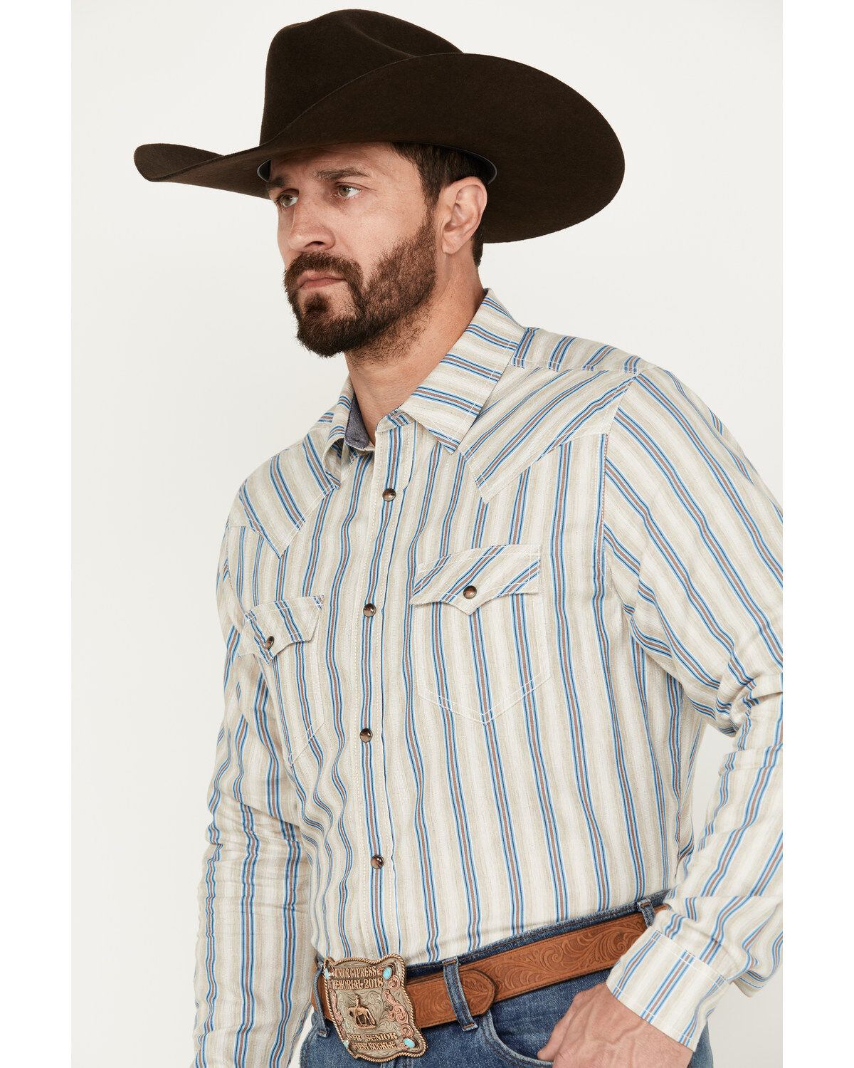 Cody James Men's La Cabana Striped Long Sleeve Western Snap Shirt - Big