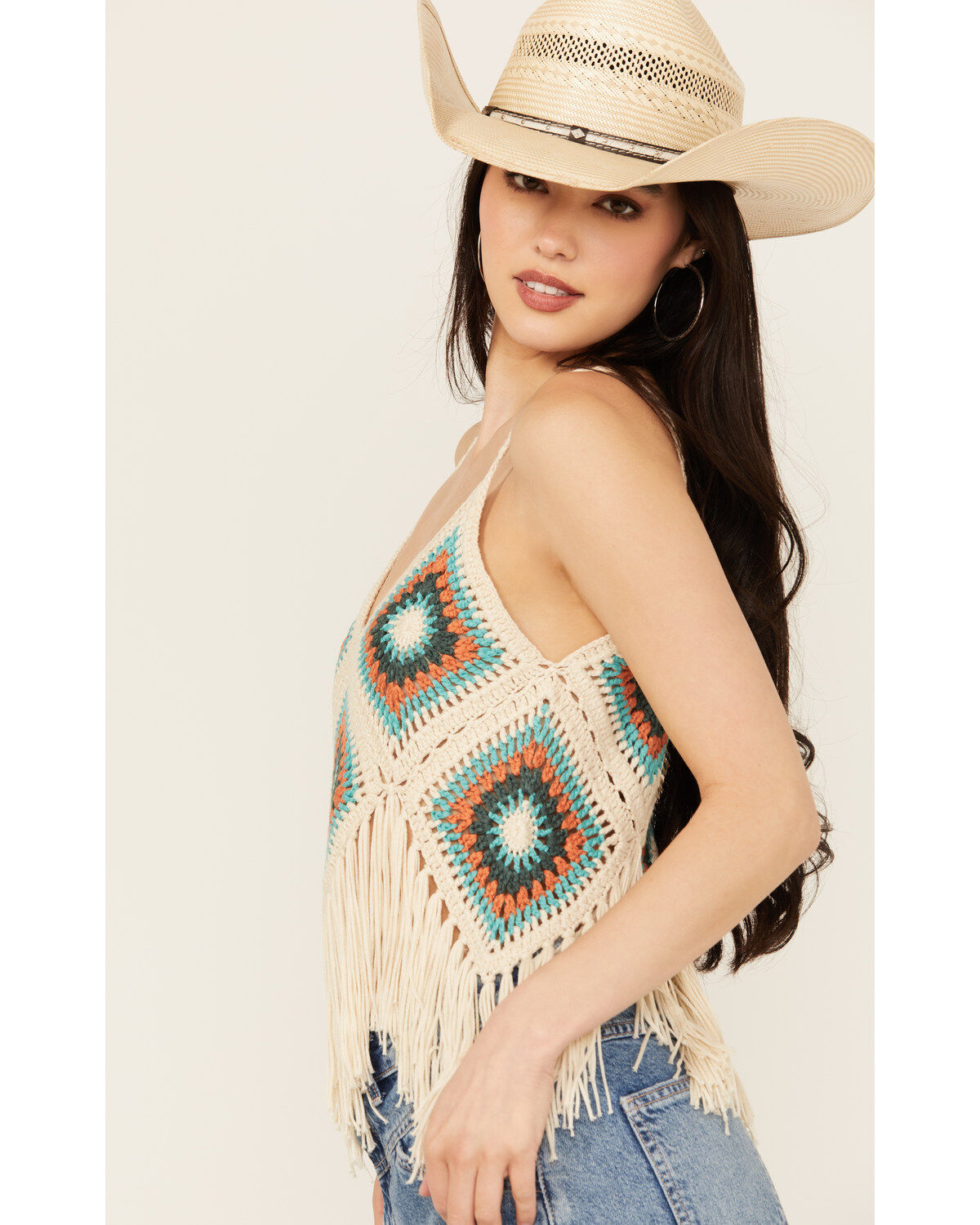 Rock & Roll Denim Women's Crochet Fringe Tank