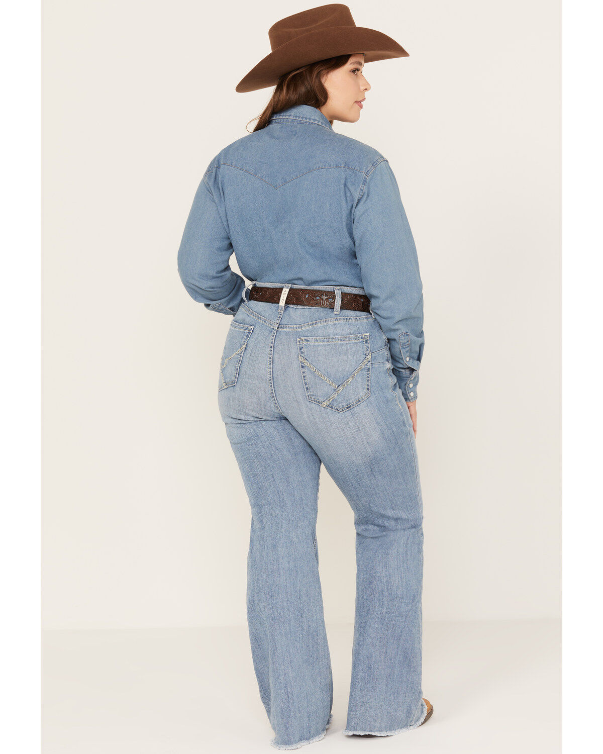 Ariat Women's R.E.A.L. Light Wash Mid Rise Regina Flare Jeans - Plus