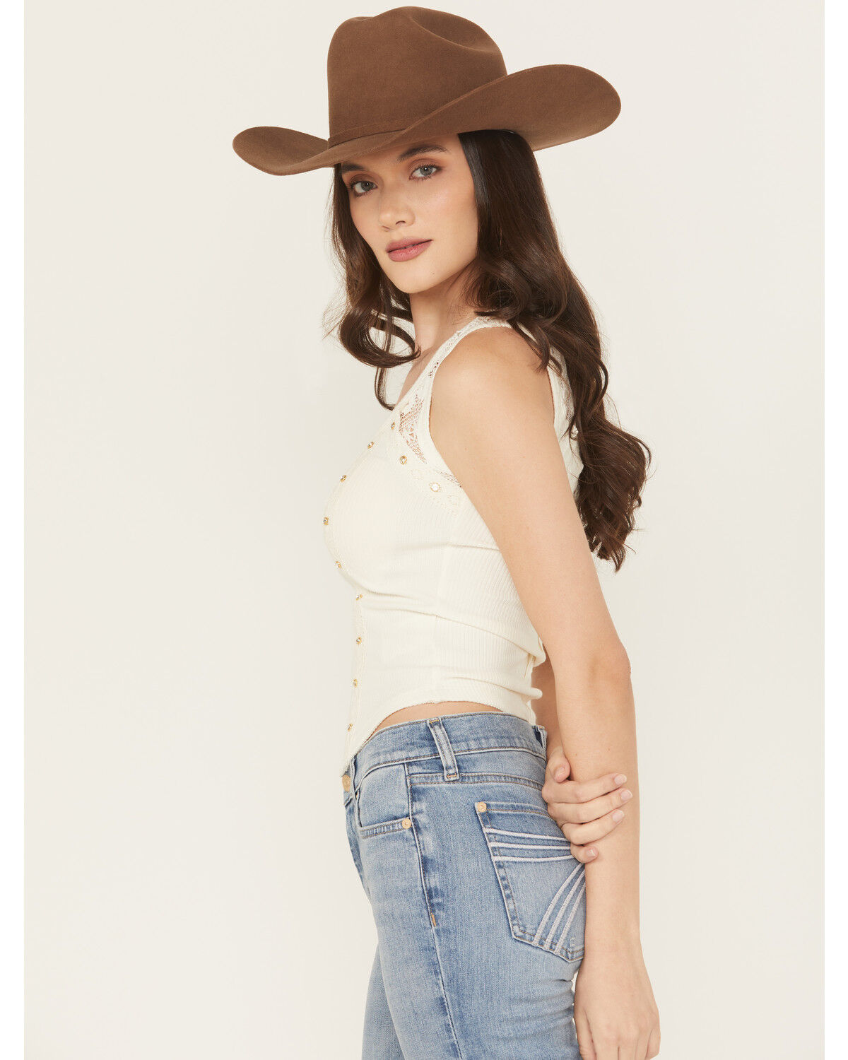 Miss Me Women's Rhinestone Rib Tank